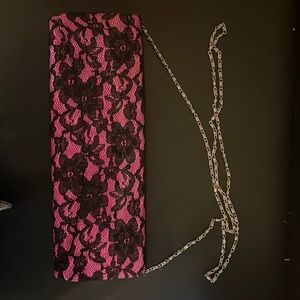 Pink lace clutch